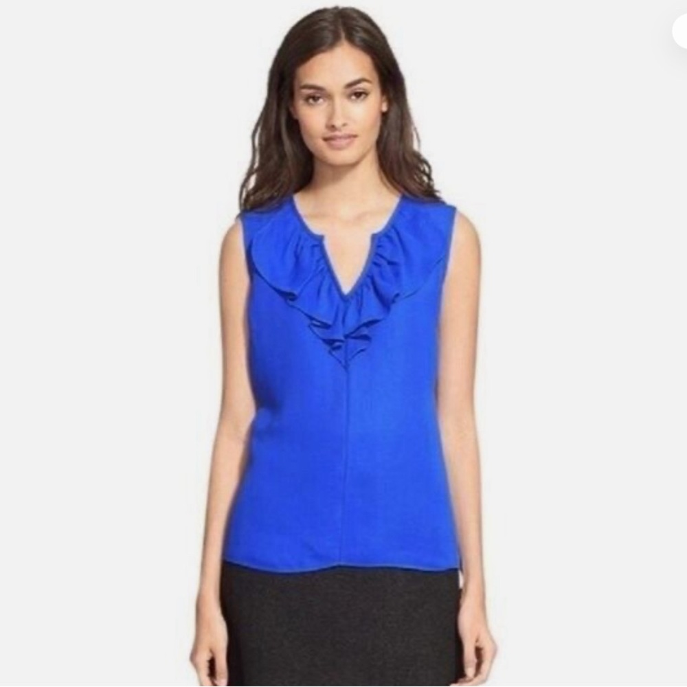 Kate spade ruffled sleeveless blue blouse